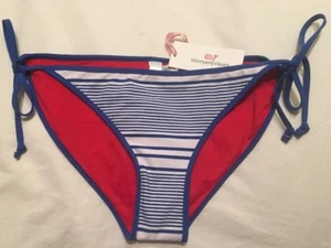 Vineyad Bines Damen blau/weiß Yacht Streifen String Bikinihose-Gr. M Neu mit Etikett - Bild 1 von 10