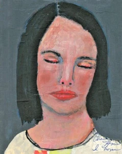Original Acrylic Portrait Collage Painting Hope Naive Art Miz Katie - Picture 1 of 14
