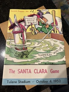1952 TULANE Green Wave vs Santa Clara FOOTBALL PROGRAM New Orleans Great Ads - Picture 1 of 13