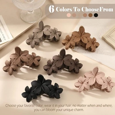 6 Pcs Large Flower Claw Clips for Women – Hawaiian Plumeria Hair Accessories - Image 1 of 4