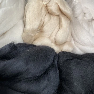 Neutrals MIX Wool Merino Top Roving Fiber Solids Spin/ Felting 5 x 3oz or 4oz Ea - Image 1 of 4