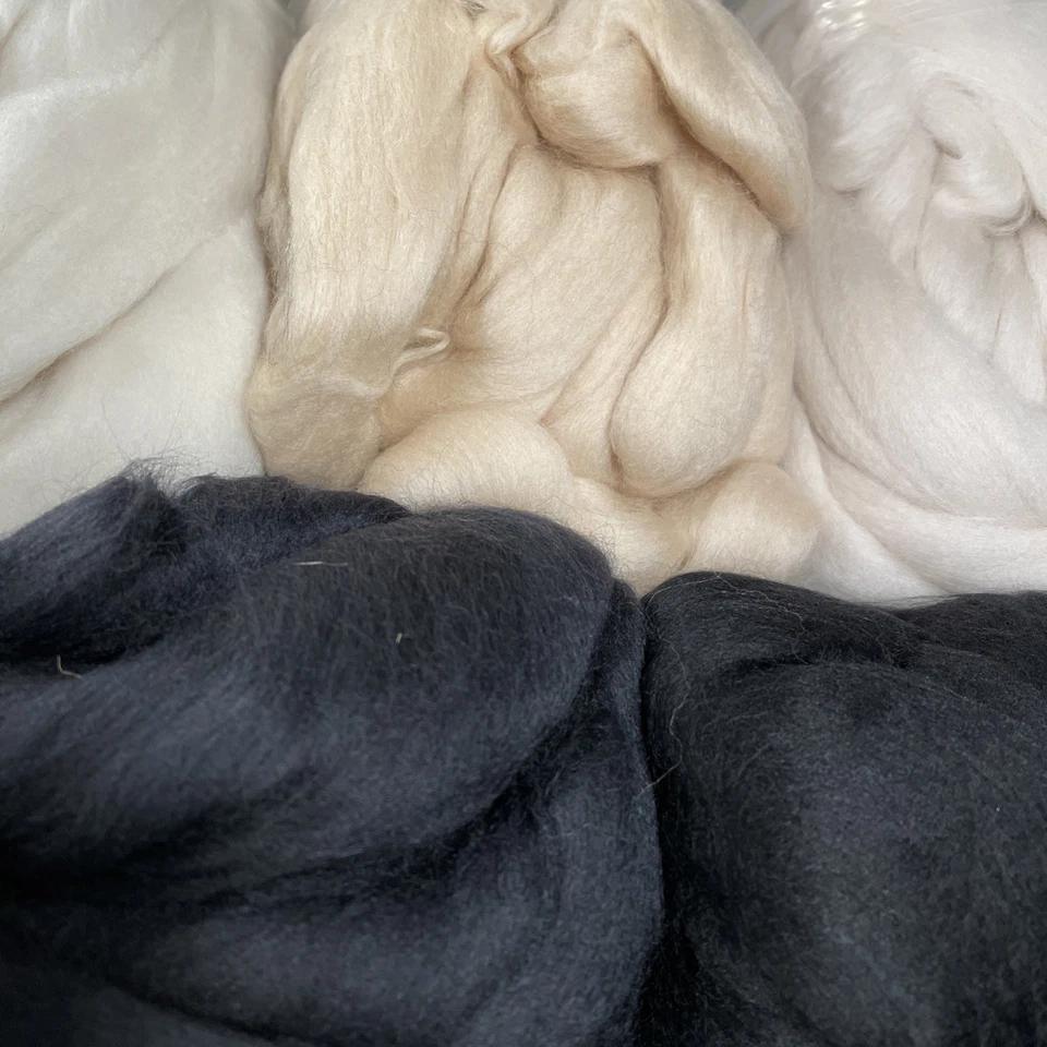 Neutrals MIX Wool Merino Top Roving Fiber Solids Spin/ Felting 5 x 3oz or 4oz Ea - Image 1 of 4