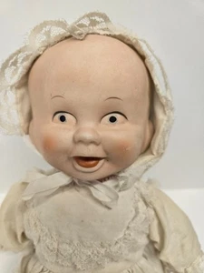Shackman? Puppe mit 3 Gesichtern Porzellan & Stoff glücklich, schlafend & weinend 13 Zoll Puppe - Bild 1 von 6