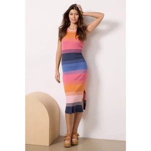 Vestido midi Evereve para mujer pequeño Eden tejido a rayas - Imagen 1 de 6