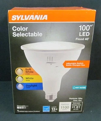 Sylvania 100W LED Flood 40° Color Changing Bulb (Uses 15 watts) 3 Colors - Image 1 of 4