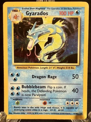 Gyarados HOLO Rare 6/102 Pokemon TCG Base Set Unlimited MP/VG Blue Color - Image 1 of 4