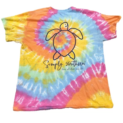 Camisa Simply Southern Feminina Grande Rosa Laranja Corante de Gravata Faia de Tartaruga Oceano Mar - Imagem 1 de 4