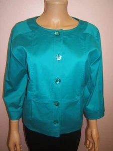 NEW ESCADA 38 10 12 Pretty Turquoise Cotton Womens Jacket Designer Blazer NWT - Picture 1 of 9