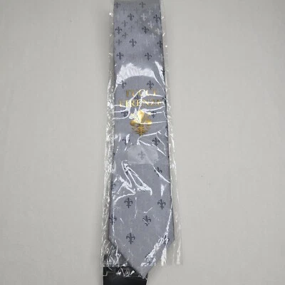 "Corbata para hombre Tucci Fleur De Lys plateada 100 % seda nueva sin etiquetas corbata formal clásica 3""" Foto 1 de 4