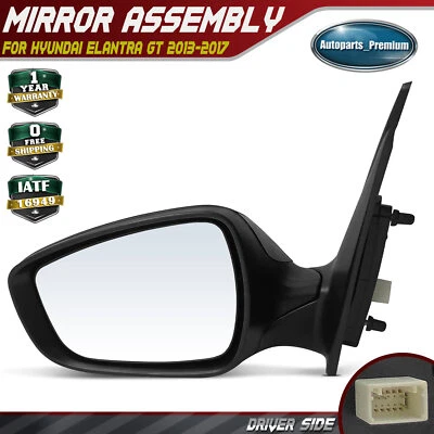 Espejo retrovisor eléctrico térmico negro conductor izquierdo para Hyundai Elantra GT 2013 2014-2017 Foto 1 de 4
