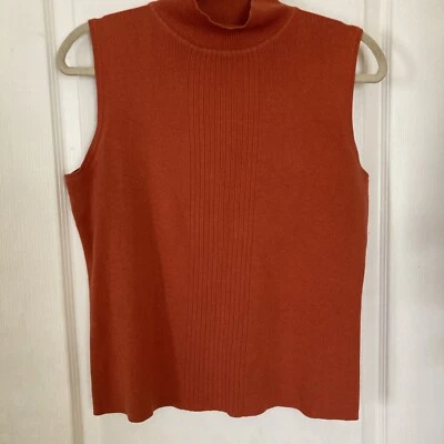 Dressbarn Cowl Neck Sleeveless Blouse Women's Sz L Orange Solid Hong Kong Casual - Image 1 of 4