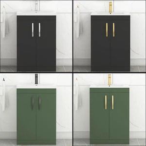 Floor Standing Vanity Unit Bathroom Sink Storage Cabinet 2 Door 500/600/800mm - Picture 1 of 24