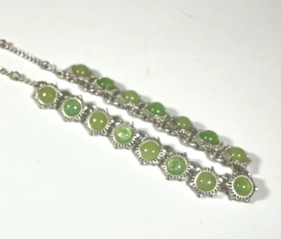 Cabochões vintage de cor verde nove oeste com miçangas em tom de prata corrente presente delicado - Imagem 1 de 4