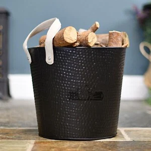 Small Black Contemporary Dotted Log Basket - Picture 1 of 5