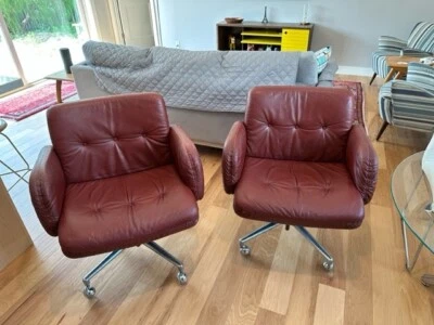 Vintage Mid-Century Modern Harvey Probber Lounge chairs on Chrome Base w/wheels - Image 1 of 4