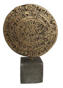 Phaistos disc sculpture museum reproduction artifact Bronze effect - Picture 1 of 5