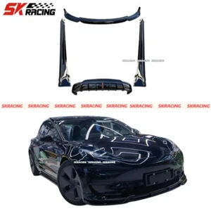 Kits de carrocería de parachoques labio delantero trasero negro brillante para Tesla Model 3 2017-23 - Imagen 1 de 22