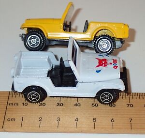 2 Die Cast Tootsietoy 1:62 Scale Willy's Jeeps #1608 Yellow + White Go Cat