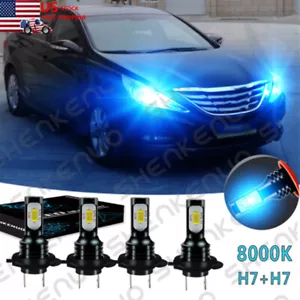 For Hyundai Sonata 2011-2014 - 8000K LED Headlight High Low Beam Combo Bulbs Kit - Picture 1 of 12