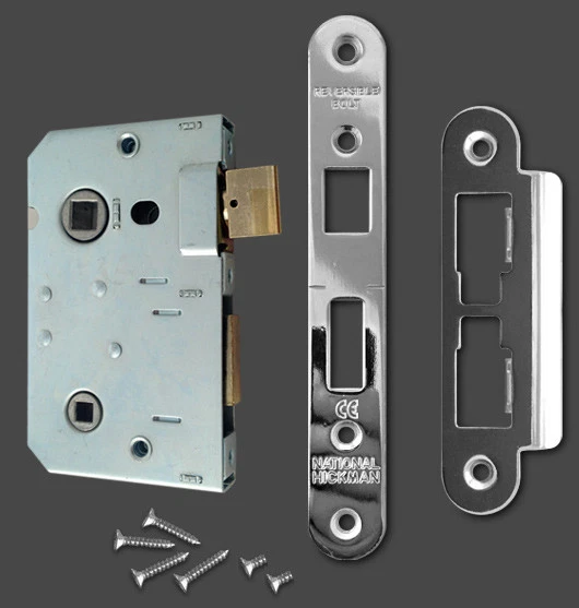 National Hickman Bathroom lock body with chrome face plate & fixings * new * - Image 1 of 4