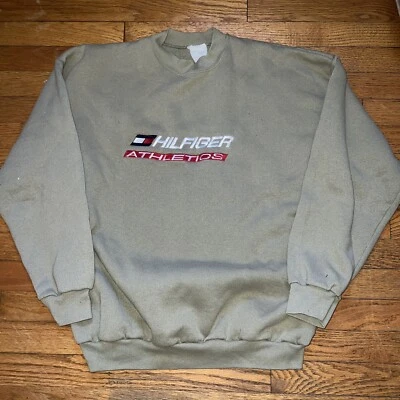 Tommy Hilfiger Athletics Sweatshirt Men's Size M/L Tan Vintage Embroidered 90s - Imagem 1 de 4