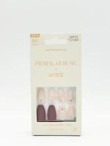 Kiss Limited Edition Glue-On Medium Length Nails, Textured Patter Pink/Red 92419 - Picture 1 of 8