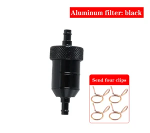Universal 6.35mm 1/4" Motorcycle CNC Aluminum Fuel Filter-Black - Foto 1 di 3