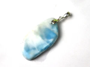 Charming Heavy 110CT  Natural Sky Blue Larimar .925 Sterling Silver Pendant 66mm - Picture 1 of 6
