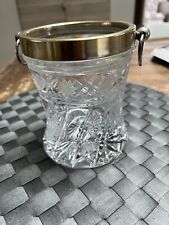 Elegant Antique Hand Cut 2 Handle Crystal Ice Bucket w/ Silverplate Rim.