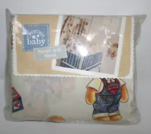 Vintage Cherokee Baby Fitted Crib Sheet 28" x 52" Multicolor Teddy Bear Print - Picture 1 of 4