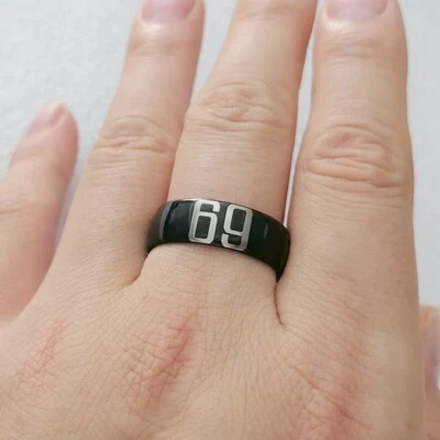 Sports 0-999 lucky numbers Black stainless steel ring US8# 9# 10# 11# 12# - Image 1 of 4