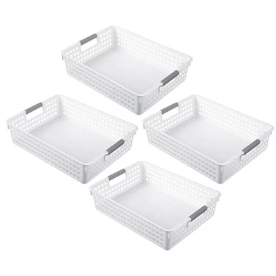  4 Pcs Cesta Portaoggetti Cestelli Impilabili Vassoio Di Archiviazione - Immagine 1 di 4