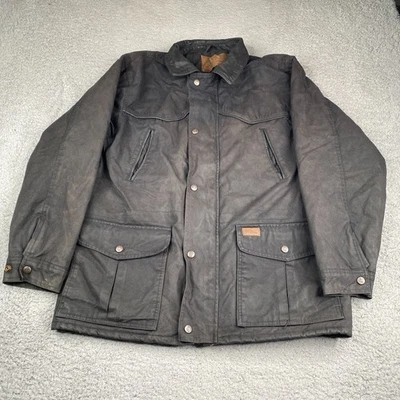 Outback Trading Pathfinder Jacket Men Medium Black Australian Oilskin Waterproof - Image 1 of 4