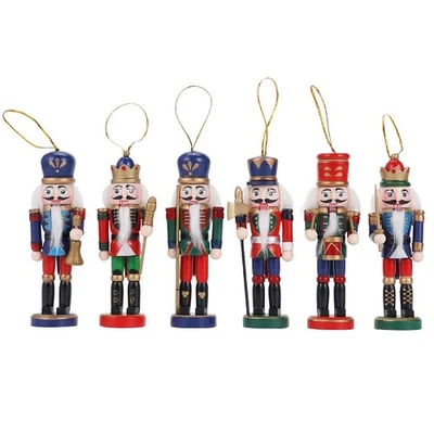 HORMY 6Pcs Nutcracker Soldier Wooden Christmas Ornament Vintage Decor Gift 5'' USA