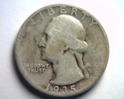 1935-S WASHINGTON QUARTER GOOD G NICE ORIGINAL COIN FROM BOBS COIN FAST 99c SHIP - Image 1 of 2