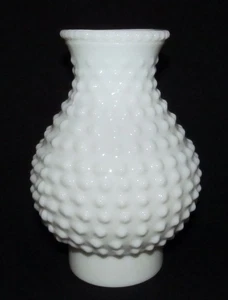 Vintage White Milk Glass Hobnail Hurricane Shade 3" Fitter - Picture 1 of 5