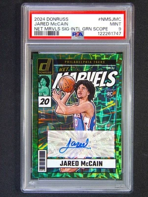 2024-25 Donruss Jared McCain RC Net Marvels Auto Green Scope 1/5≈1/1 PSA 9 - Image 1 of 2
