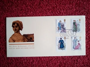 GB FDC 1975 JANE AUSTEN OFFICIAL COVER BATH SPECIAL P/MARK - Picture 1 of 1