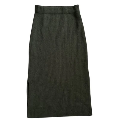 Suéter acanalado Vince Luxe mezcla de cachemir falda midi verde oliva talla XXS Foto 1 de 4