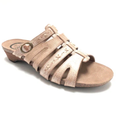 Abeo Women's Sandals Slides Buckle Strap Low Cork Heels Paula Neutral Tan Size 9 - Image 1 of 4