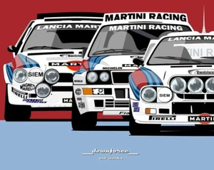 LANCIA RALLY MITICA E STRATOSFERICA locandina auto classiche 42 x 29 cm - Foto 1 di 2