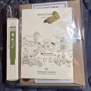 TRAVELER'S Notebook Mos Burger 50th Anniversary Camel Brown Passport size Set - Picture 1 of 4