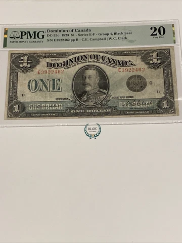 Dominion of Canada $1 DC-25o 1923 PMG 20 Very Fine Banknote Cover