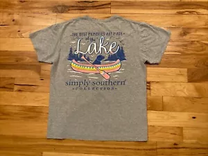 Simply Southern "Best Memories Are Made At Lake" Dog Gray T-Shirt Womens Medium - Picture 1 of 10