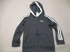 Adidas Size 6 Boys Black Full Zip Long Sleeve Pockets Athletic Jacket 1Bl12 - Picture 1 of 6