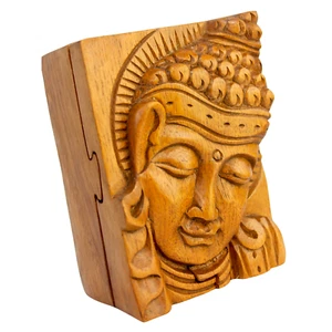 Serene Buddha secret puzzle Box Stash Trinket jewelry hand carved wood Bali art - Picture 1 of 7