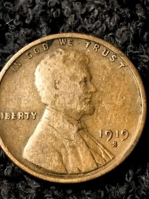 Lincoln Wheat Improper década de 1919 mezcla de aleación golpeada a través de grasa Foto 1 de 3