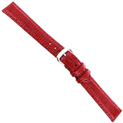 12mm deBeer Lizard Grain Red Genuine Leather Padded Stitched Ladies Band Regular - Image 1 of 3