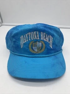 Vintage Blue Tie Die Snap Back Dayton Beach Rope On Brim Hat Ball Cap Light - Picture 1 of 9