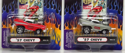 Dibujos animados Zingers 1957 Chevy Bel Air par de coches diecast Edelbrock rojo plata 1:64 Foto 1 de 4
